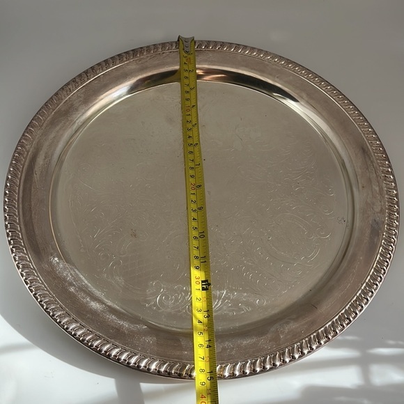15" Silverplate Serving Tray with Rope Style Border - Picture 5 of 5